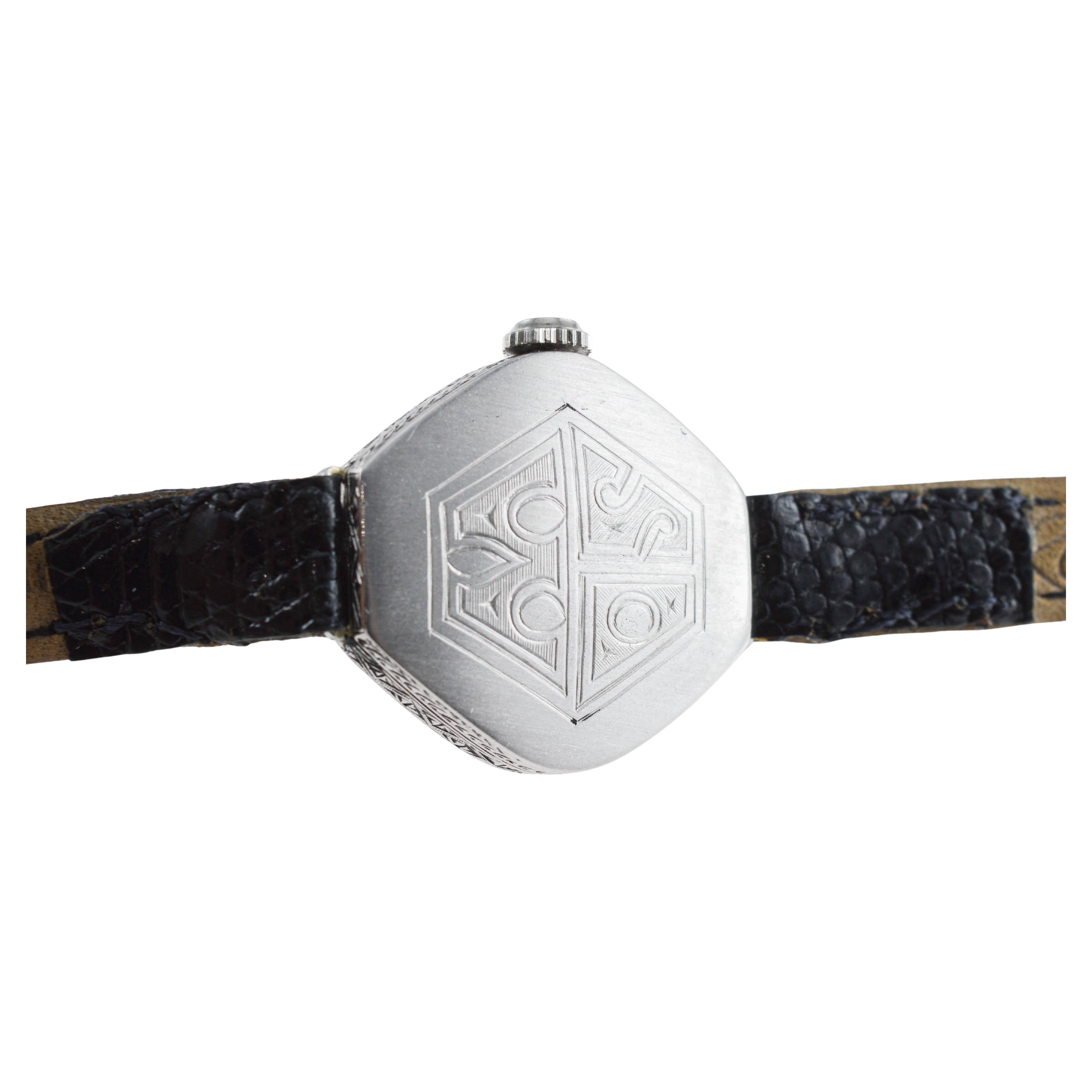 Henry Birks & Sons Platin Damen Art Deco Uhr mit Diamant Lünette um 1915 im Angebot 8