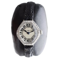 Henry Birks & Sons Platinum Ladies Art Deco Watch With Diamond Bezel circa 1915