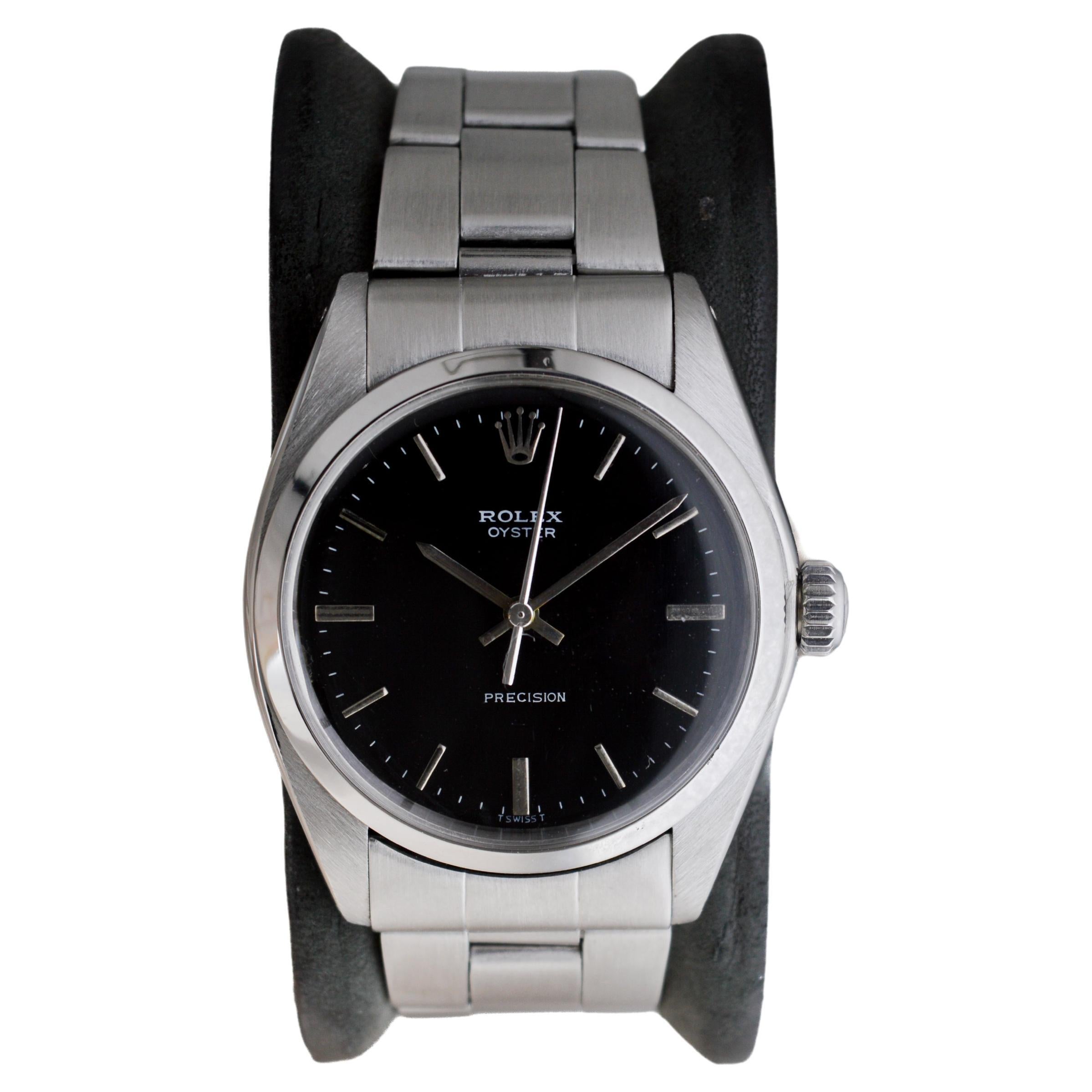 Rolex Oyster in acciaio inossidabile con raro quadrante nero e bracciale originale