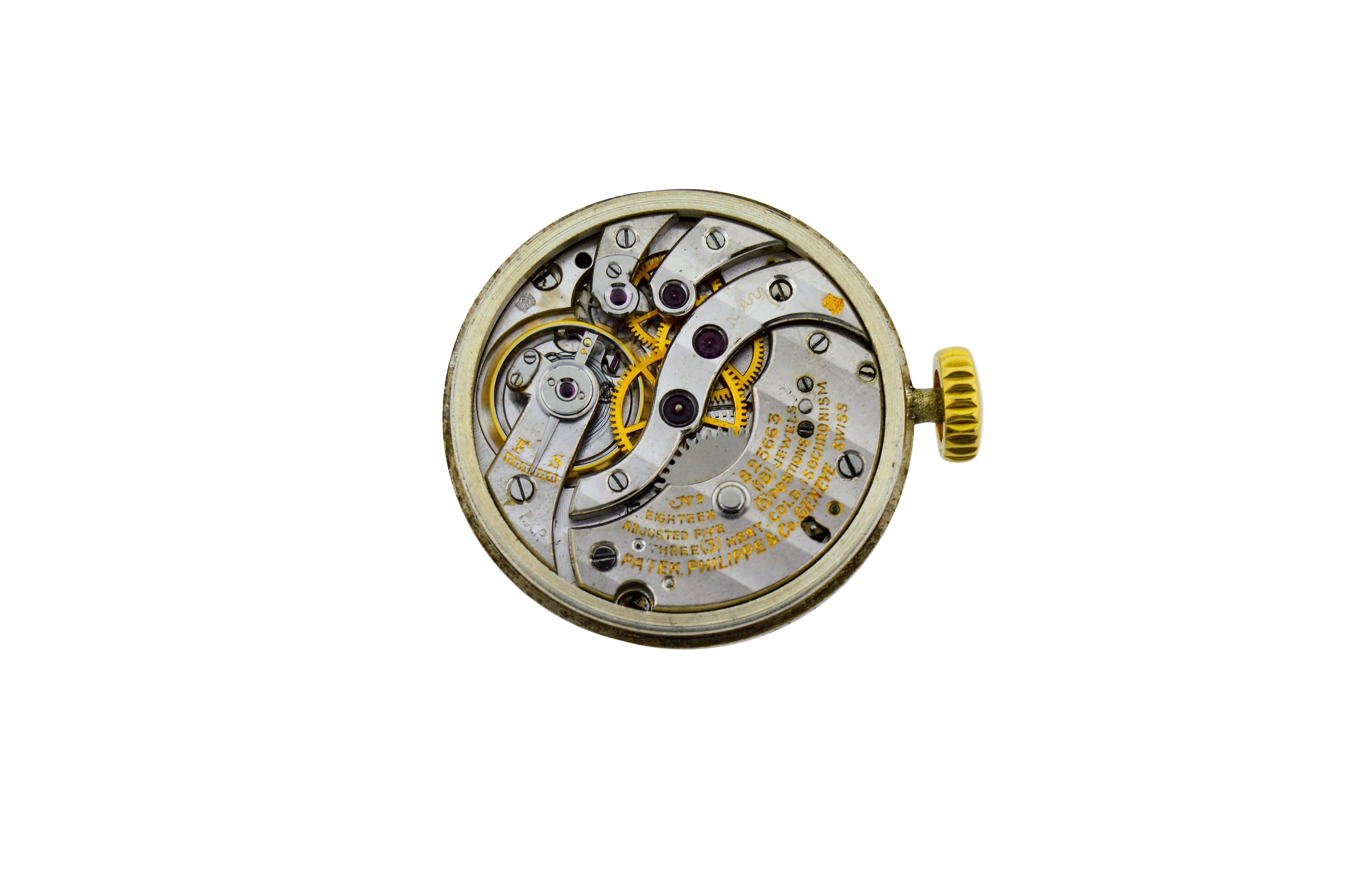 Patek Philippe Yellow Gold Hand Made Art Deco Manual Winding Watch 3