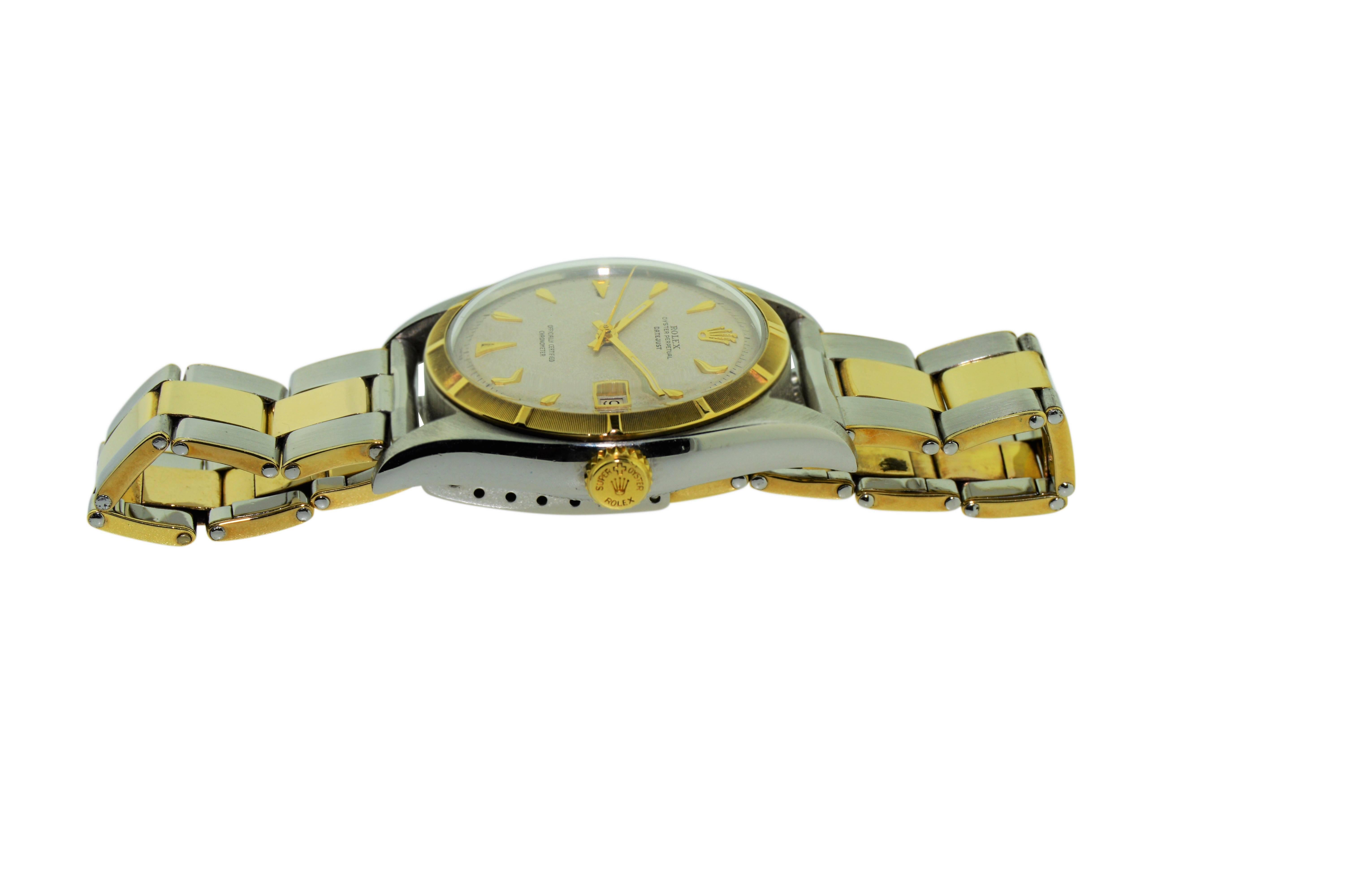 Women's or Men's Rolex Yellow Gold Stainless Steel Datejust Perpetual Winding Wristwatch