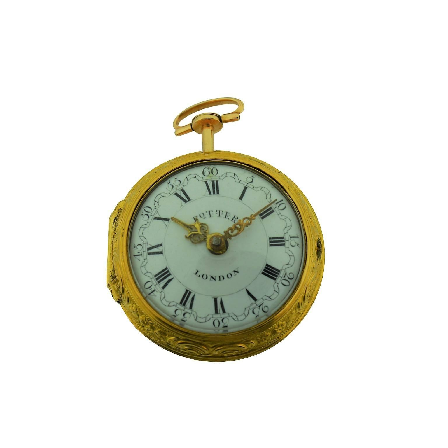 Harry Potter: Harry Potter's Uhr London 1791 Gold Repousse Verge Fusee für Damen oder Herren im Angebot