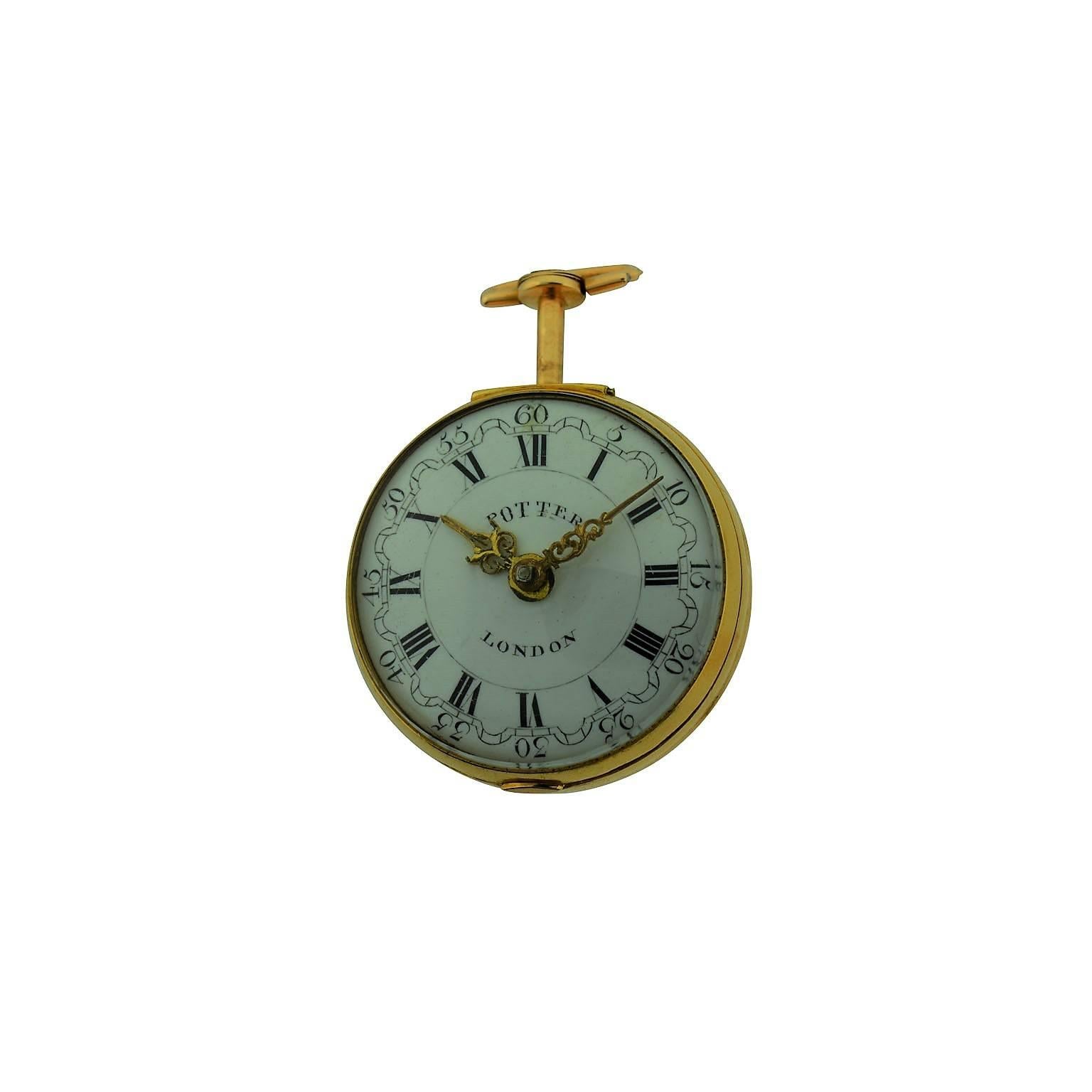 Harry Potter: Harry Potter's Uhr London 1791 Gold Repousse Verge Fusee im Zustand „Gut“ im Angebot in Long Beach, CA