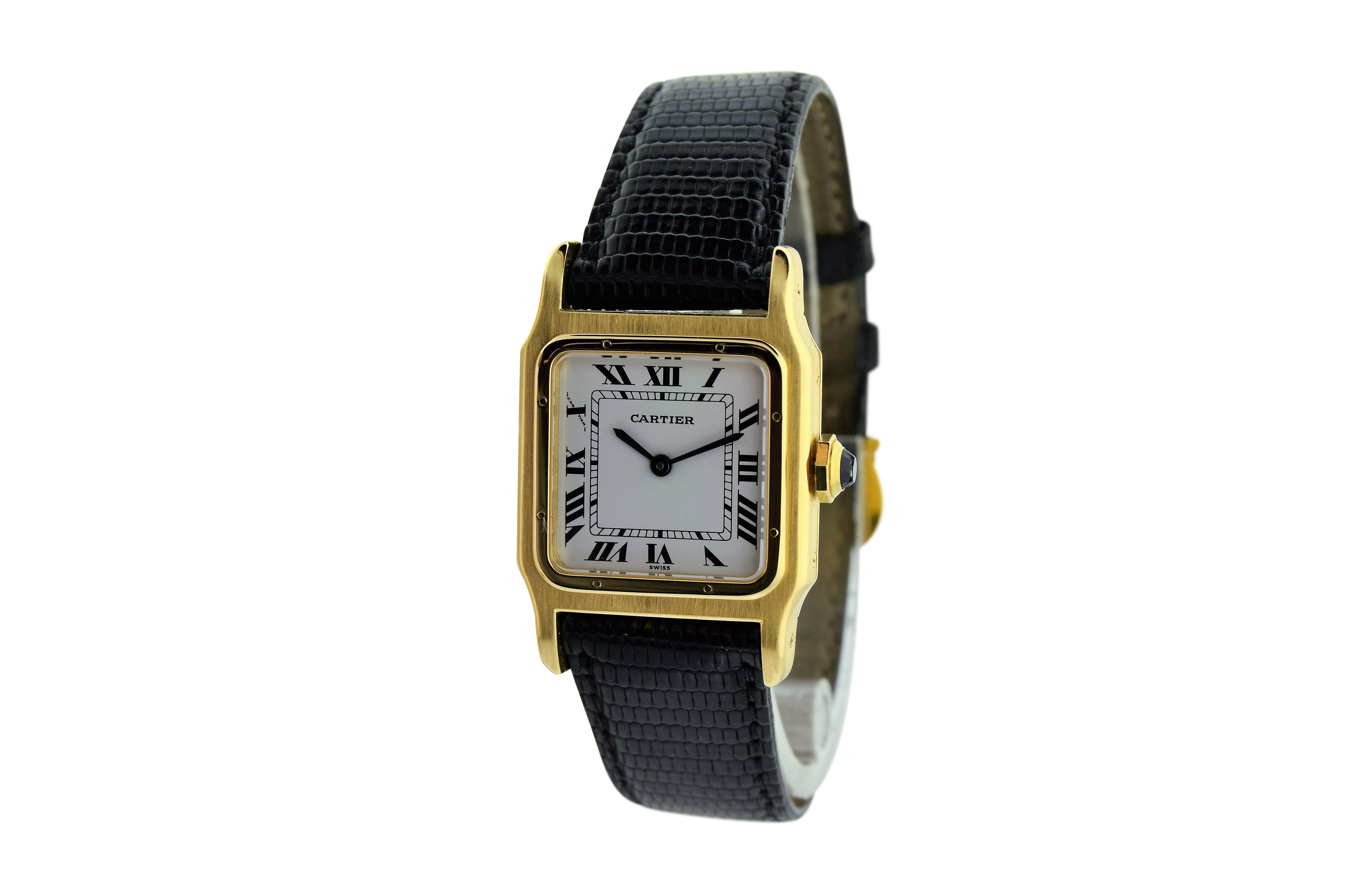 Women's or Men's Cartier Santos 18 Kt. Gold Manual Winding Watch