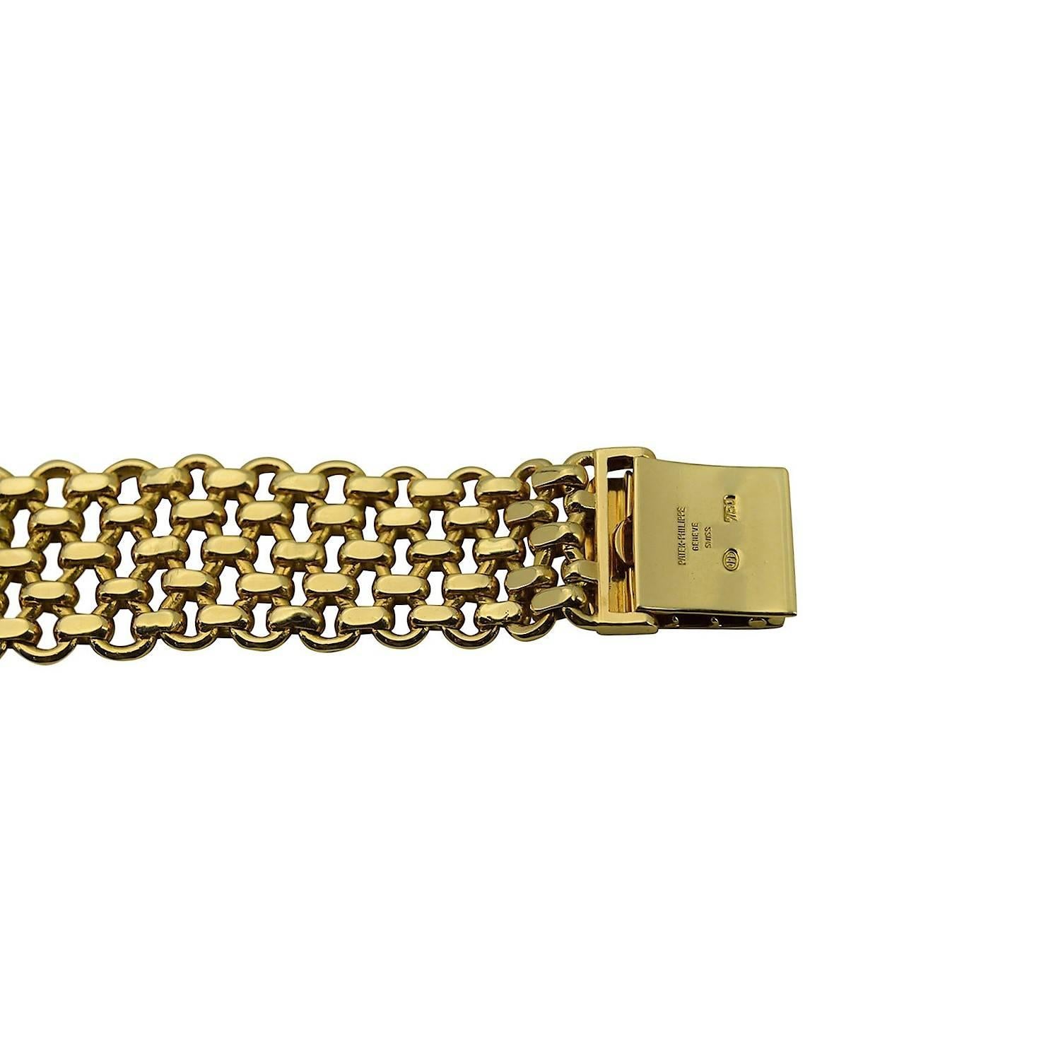 Women's or Men's Patek Philippe Yellow Gold Bracelet Manual Winding Dress Watch