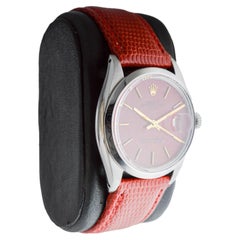 Rolex Steel Oyster Perpetual Date with Custom Made Red Dial circa 1970's
