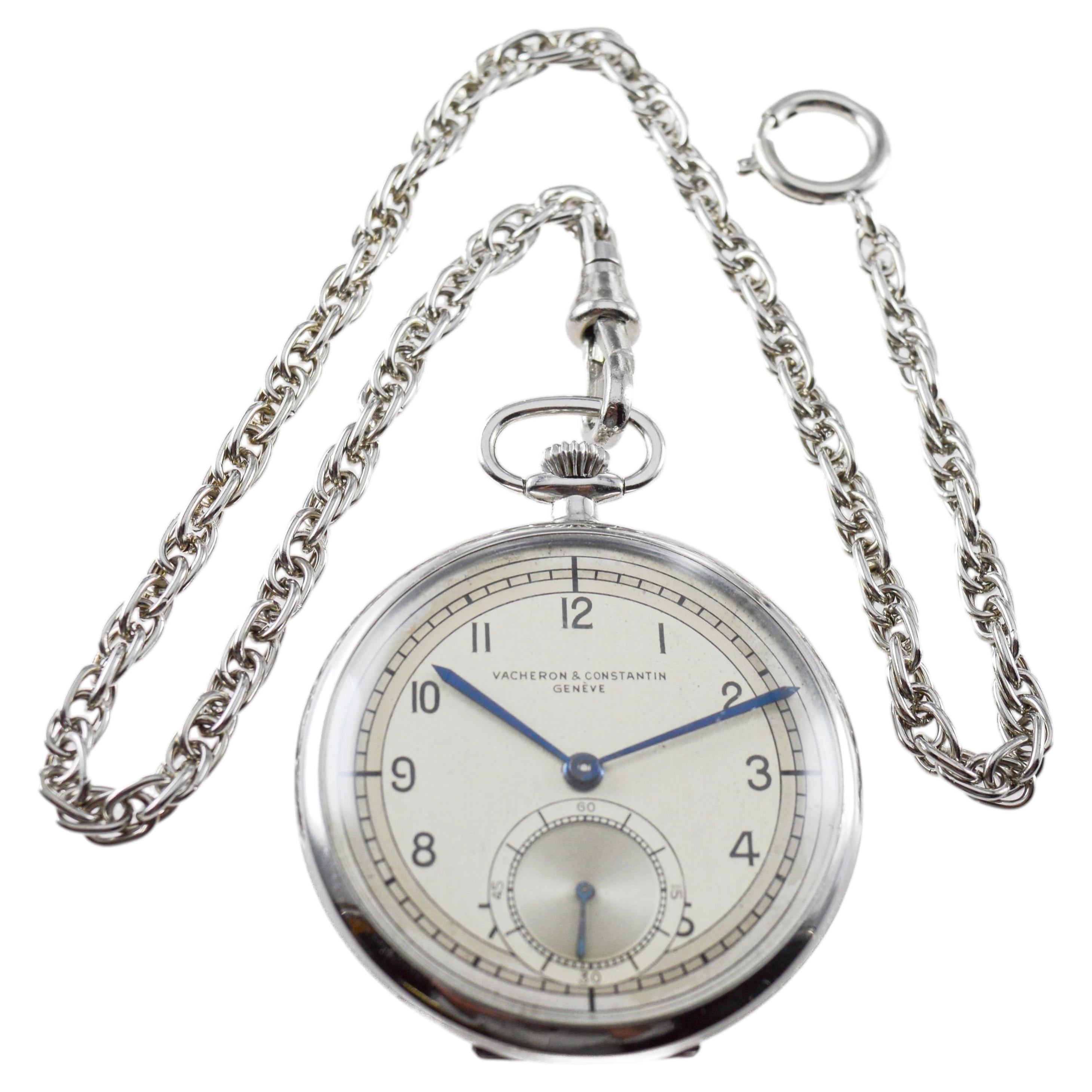 Vacheron & Constantine Platinum Art Deco Pocket Watch Dial by Stern Freres