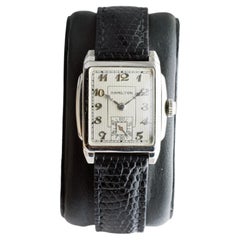 Hamilton Art-Déco-Uhr aus Gold-Filled mit seltenem Zifferblatt und originaler Schließe, 1928