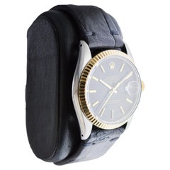Rolex Two Tone Oyster Perpetual Datejust with Original Rare Black Dial 1980's