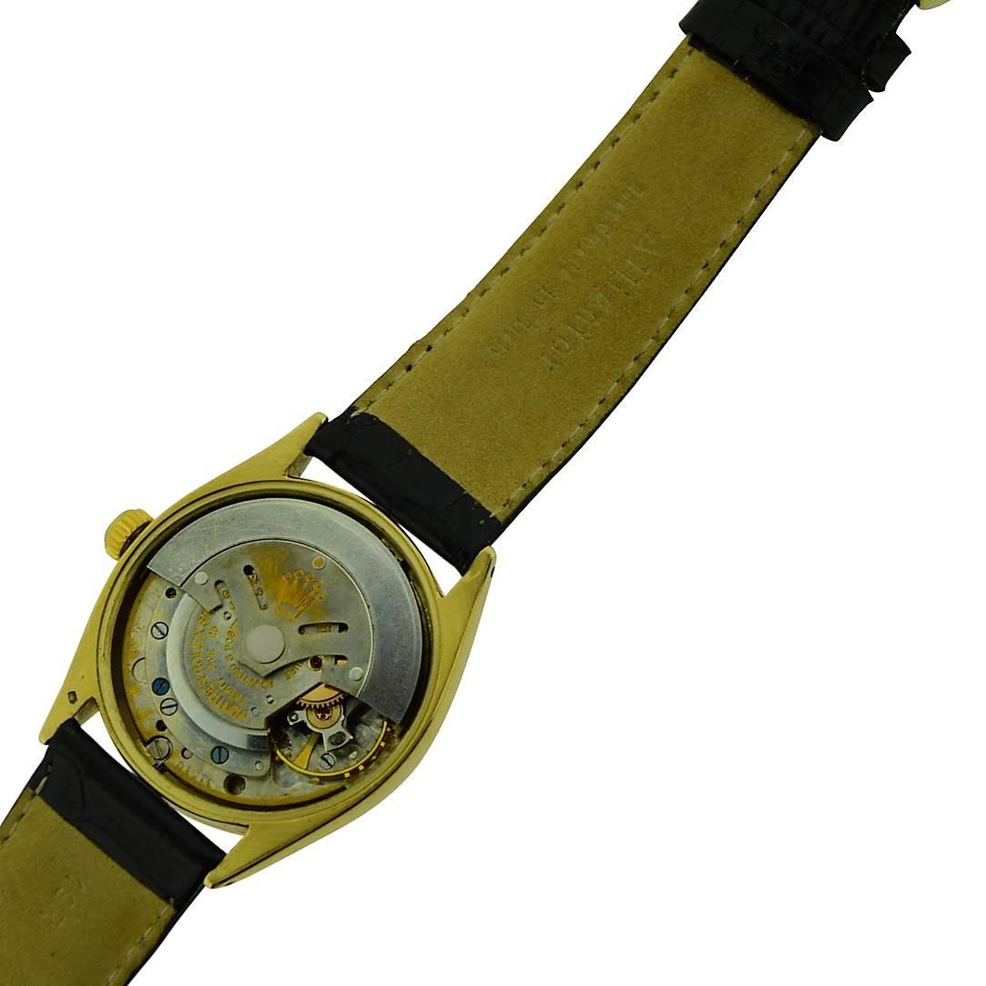 Rolex Yellow Gold Oyster Perpetual Engine Turned Bezel Dated 1960 1