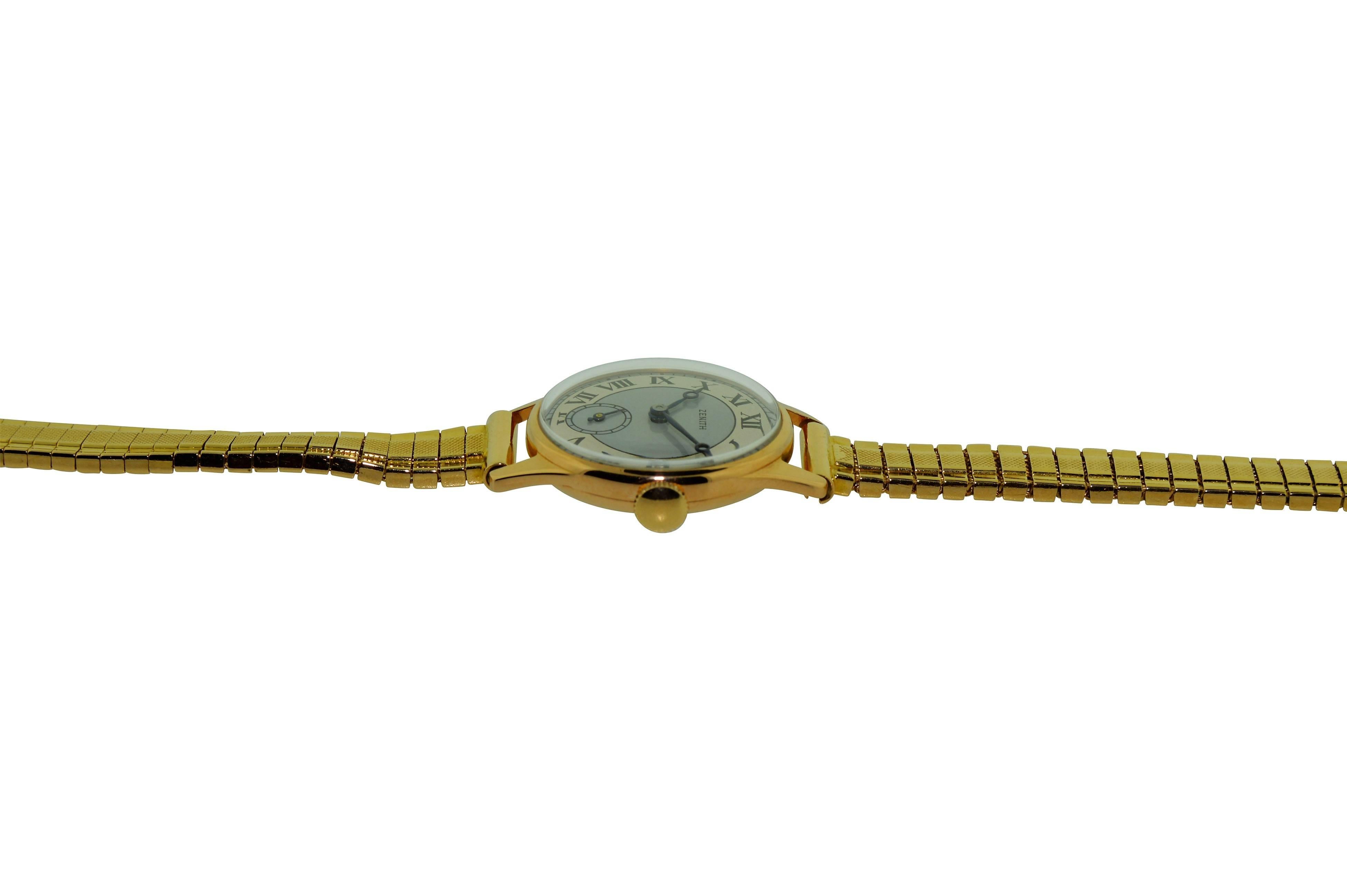 Zenith Ladies Rose Gold Art Deco Handmade Wristwatch with Period Bracelet, 1930s 2