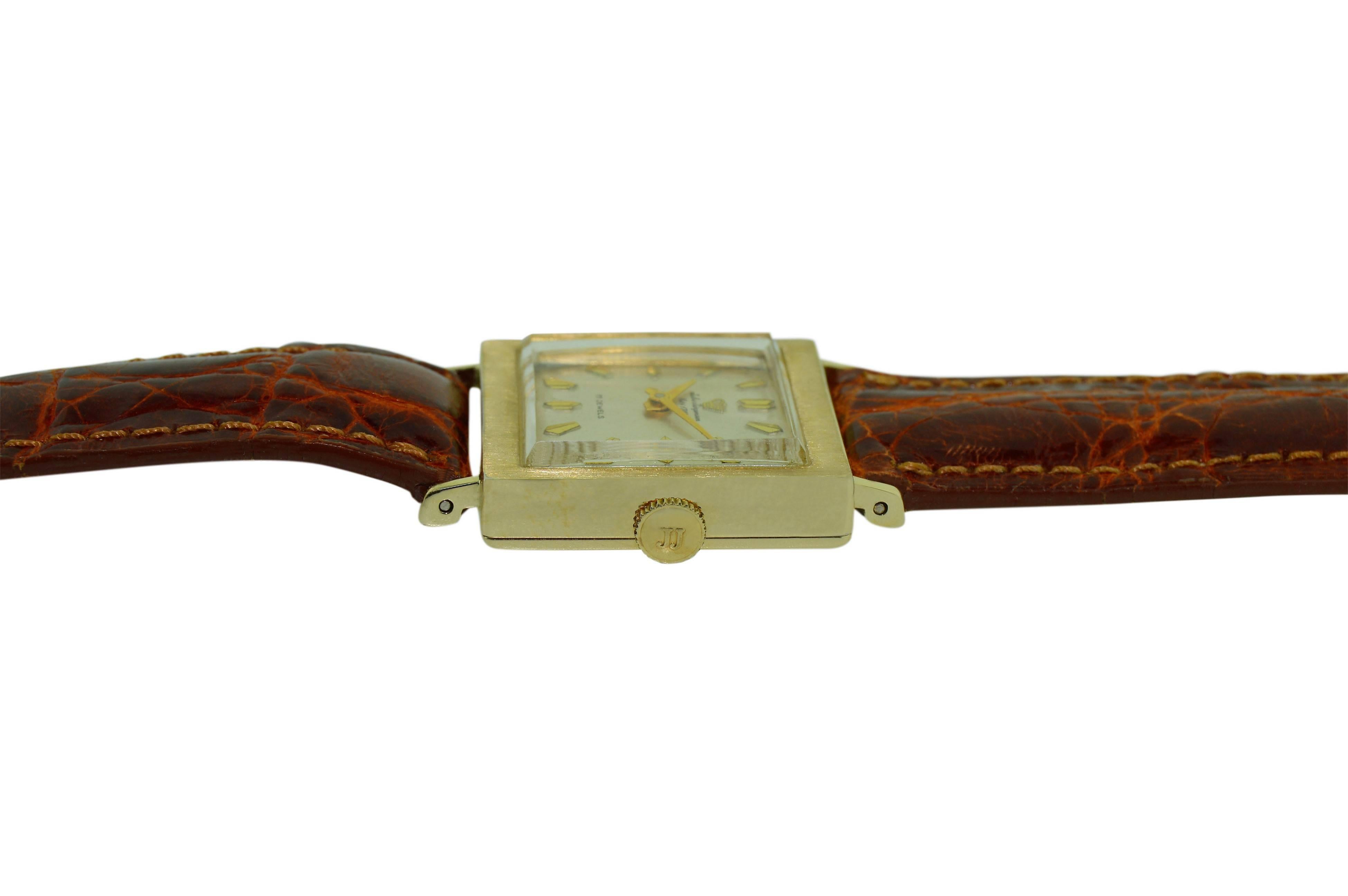 Art Deco Jules Jurgensen Yellow Gold Filled High Grade Wristwatch, circa 1950s