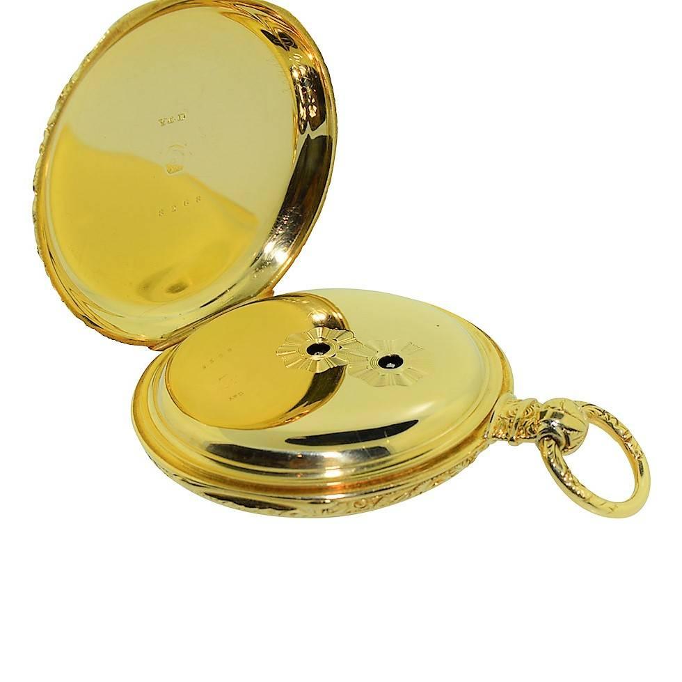 Barwise Yellow Gold Multicolored Dial Pocket Watch, circa 1840s In Excellent Condition In Long Beach, CA