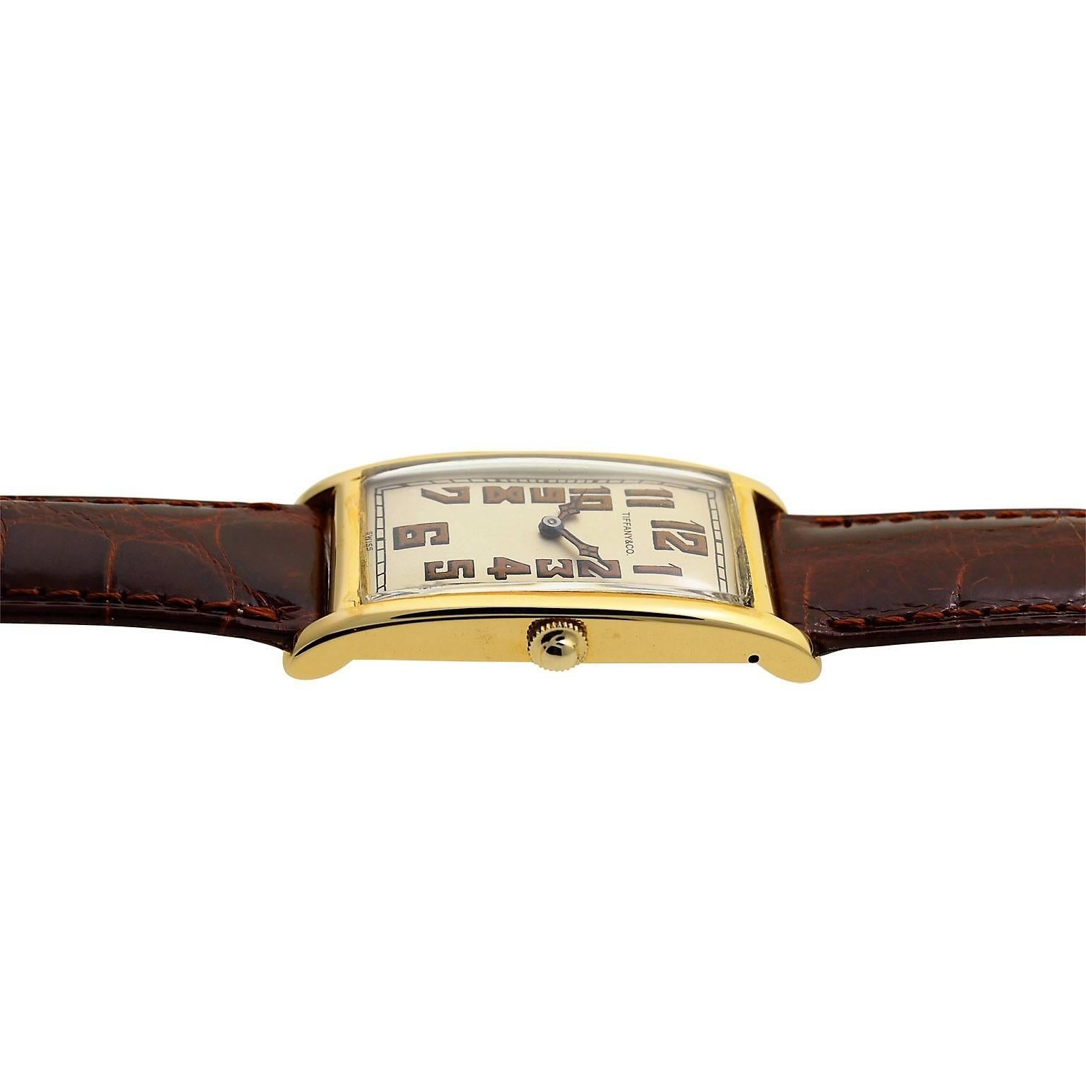 Tiffany & Co. 18Kt. Yellow Gold Art Deco International Watch Co. Rectangle Watch 3