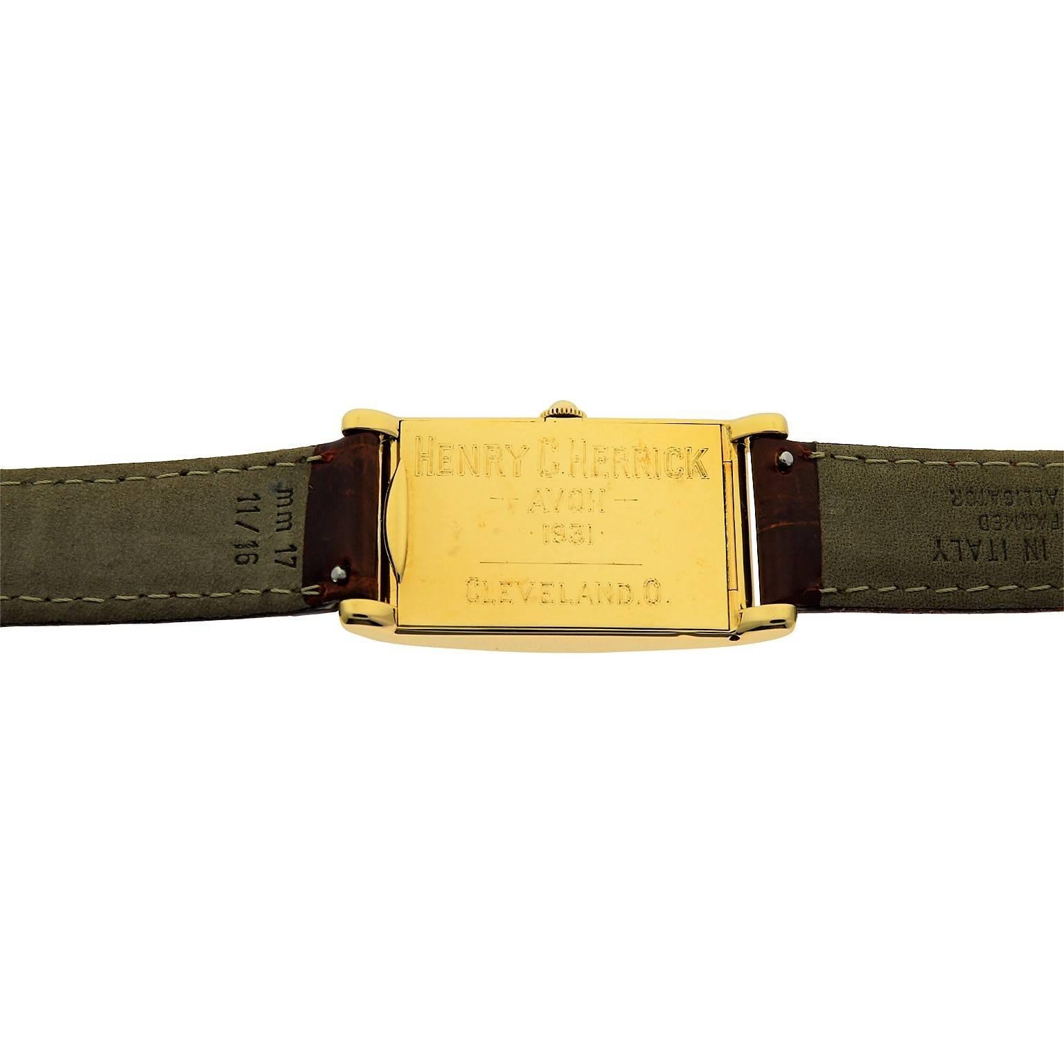 Tiffany & Co. 18Kt. Yellow Gold Art Deco International Watch Co. Rectangle Watch 4