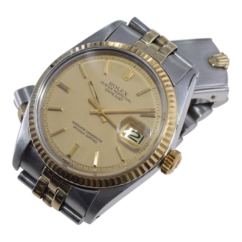 Rolex Yellow Gold Stainless Steel Datejust with Original Papers, circa 1979 2