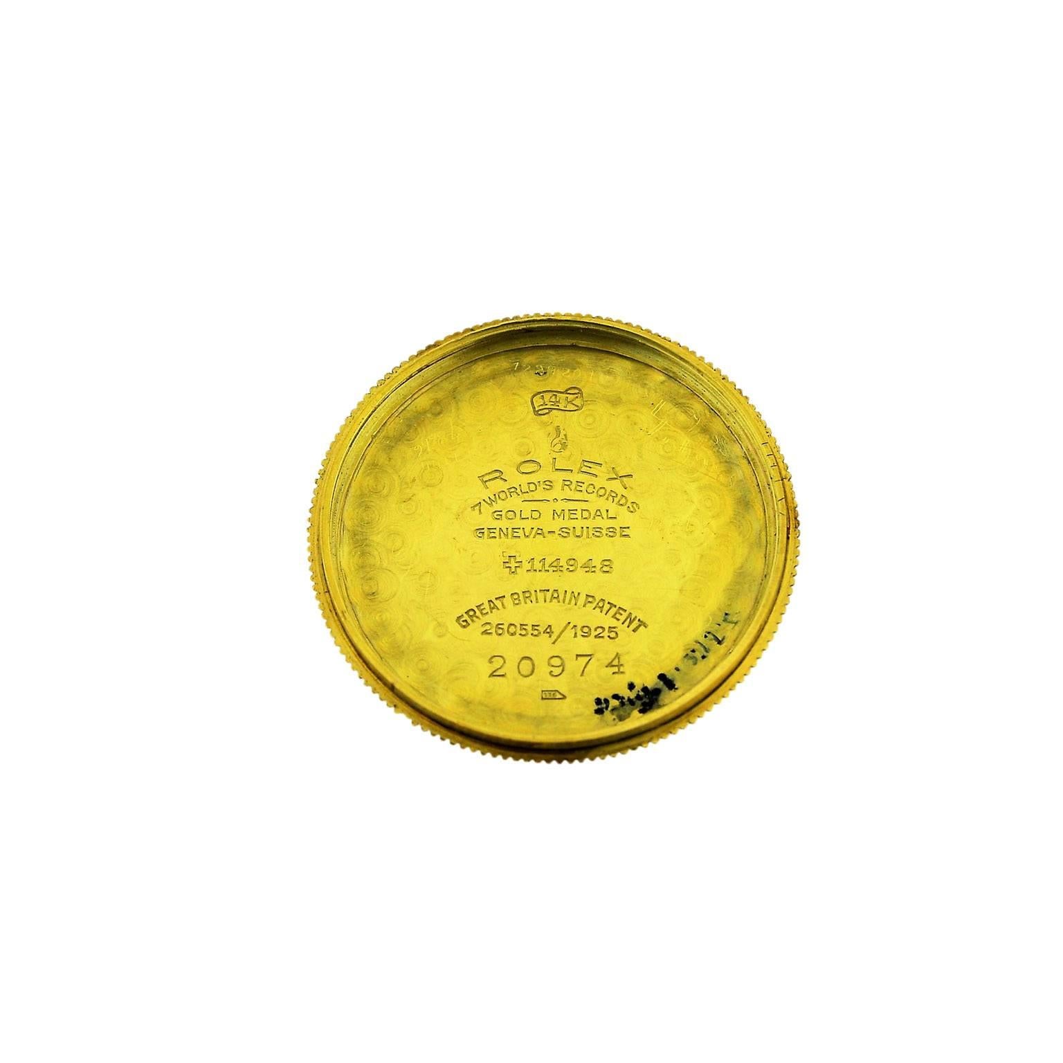 Women's or Men's Rolex Yellow Gold Oyster Octagonal Original Oversized Crown Manual Watch 