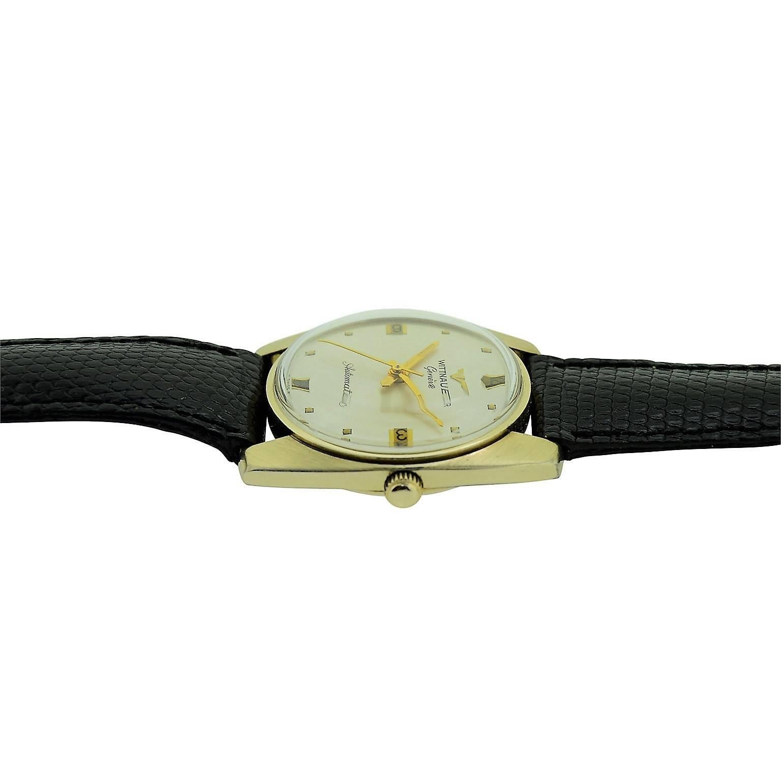 Wittnauer Gold Filled Dress Style Automatic Winding Watch, circa 1960s In Excellent Condition In Long Beach, CA