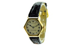 Patek for Tiffany Yellow Gold Art Deco Hexagon with Archival Dated 1918