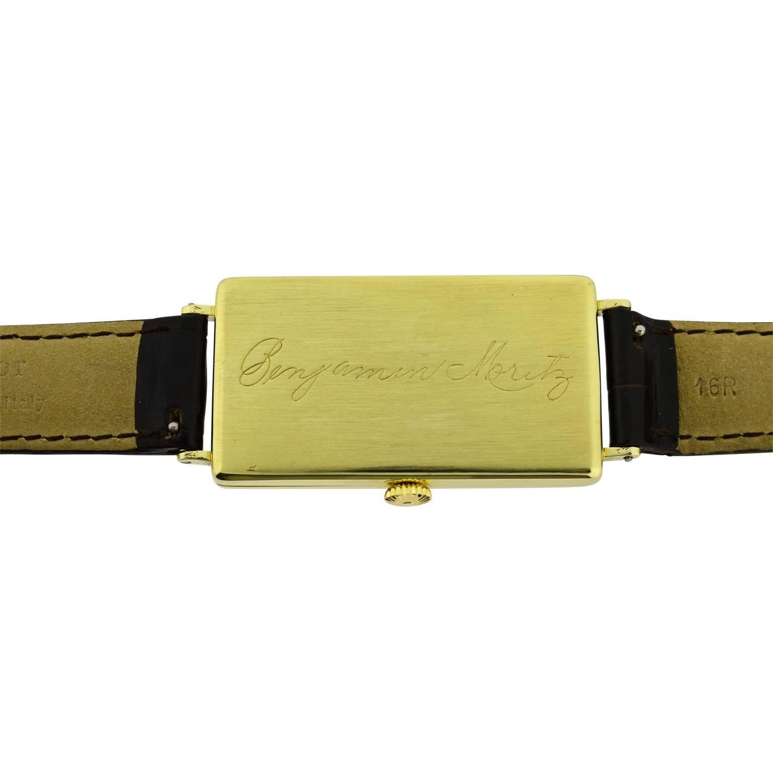 Women's or Men's Tiffany & Co. Yellow Gold Super Sized Rectangle Art Deco Manual Watch