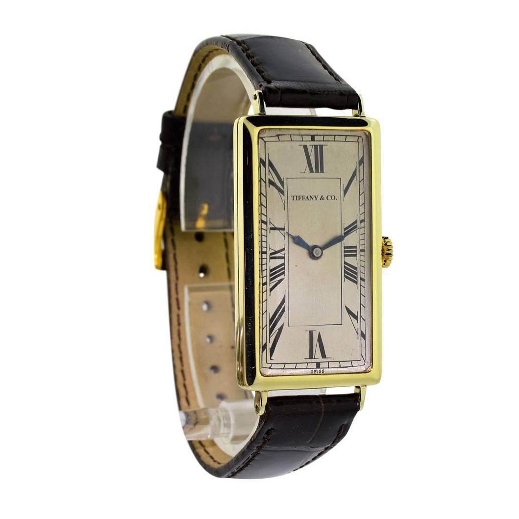 Tiffany & Co. Yellow Gold Super Sized Rectangle Art Deco Manual Watch