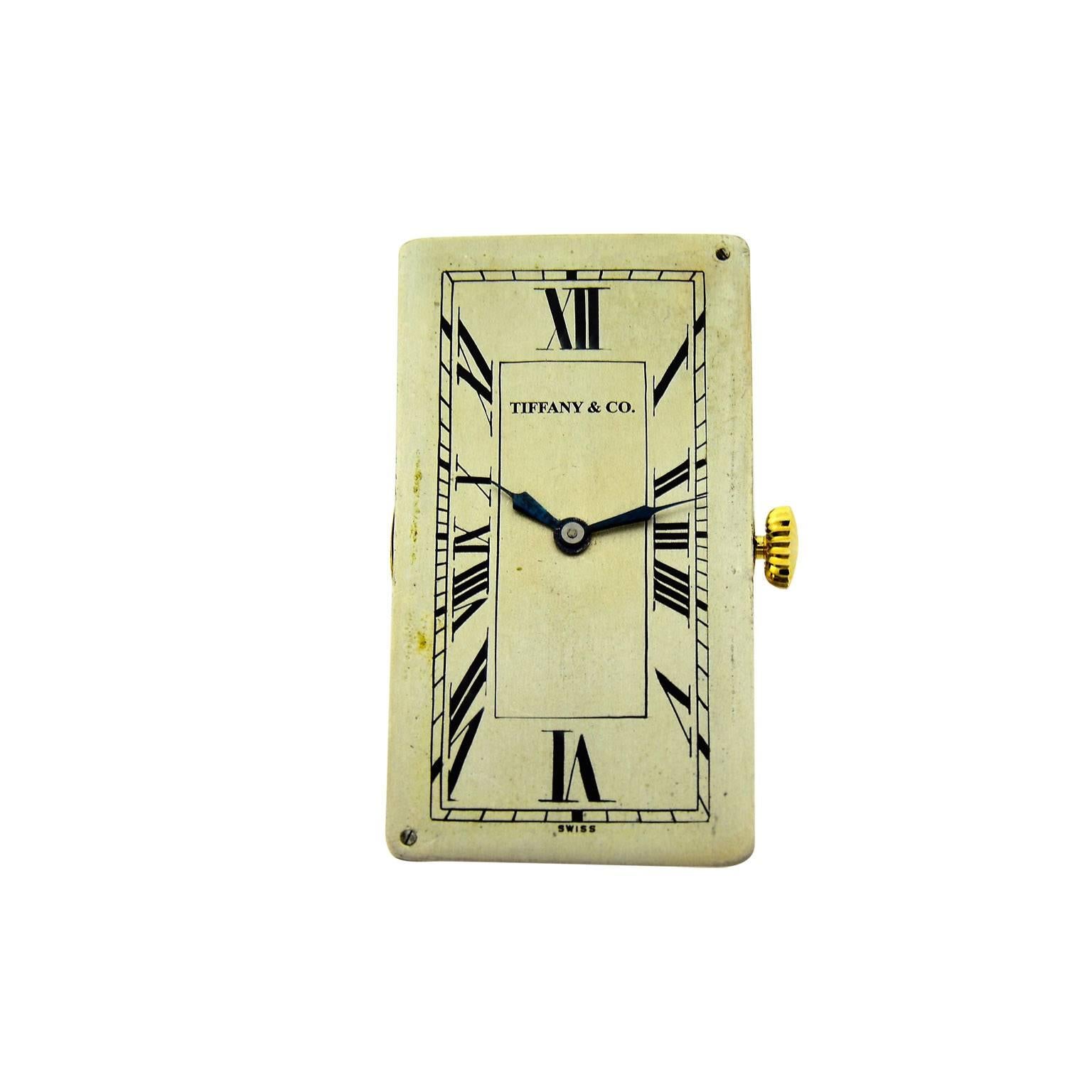 Tiffany & Co. Yellow Gold Super Sized Rectangle Art Deco Manual Watch 3