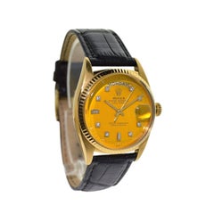 Rolex President 18 Karat Yellow Gold with Custom Made Yellow Diamond Dial Watch