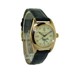 Rolex Rose Gold Bubble Back Transportation Dial Perpetual Wind Watch