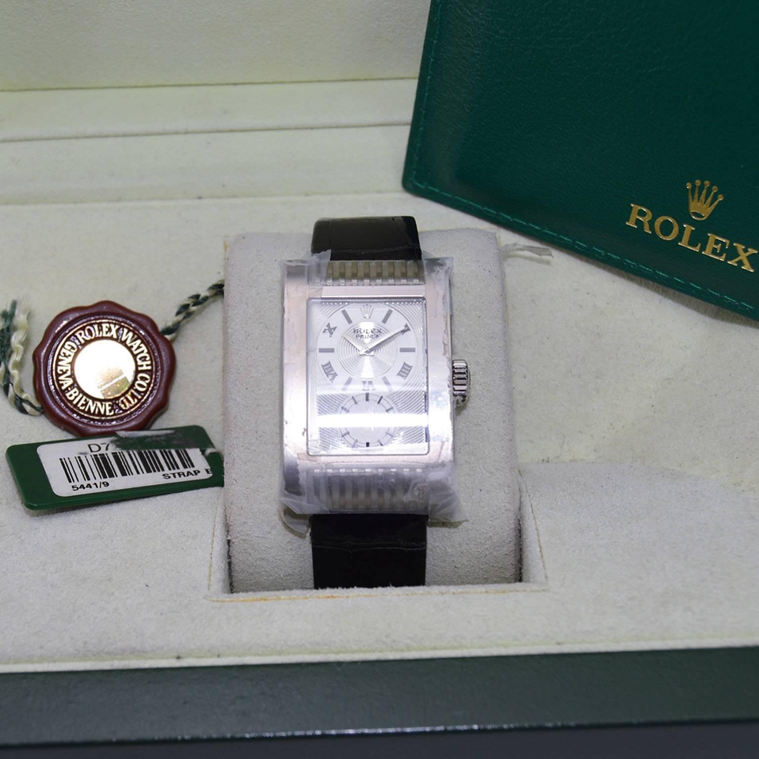 Art Deco Rolex White Gold Cellini Prince Manual Wind Watch New in the Box