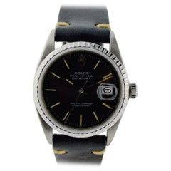 Rolex Steel Datejust Rare Black Dial Automatic Watch