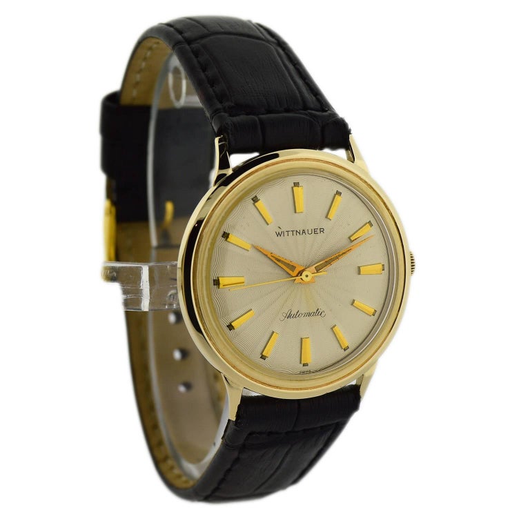 Wittnauer Yellow Gold Filled Engine Turned Dial Automatic Watch, 1950s ...