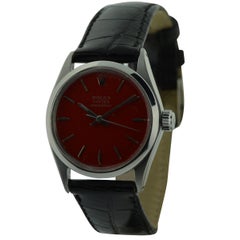Retro Rolex Stainless Steel Speedking Red Dial Oyster Watch, circa 1950s