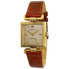 Vintage Wittnauer Yellow Gold Filled Articulated Lugs Manual Wristwatch, circa 1940s