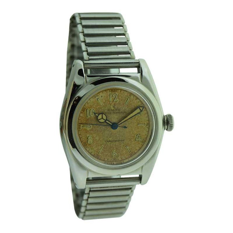 Rolex Steel Bubble Back with Original Dial and Ladder Bracelet, circa ...