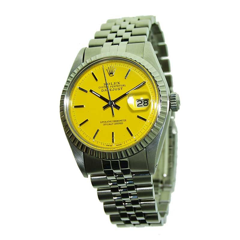 Women's or Men's Rolex Steel Datejust with Custom Made Dial and Original Bracelet from 1978 or 79