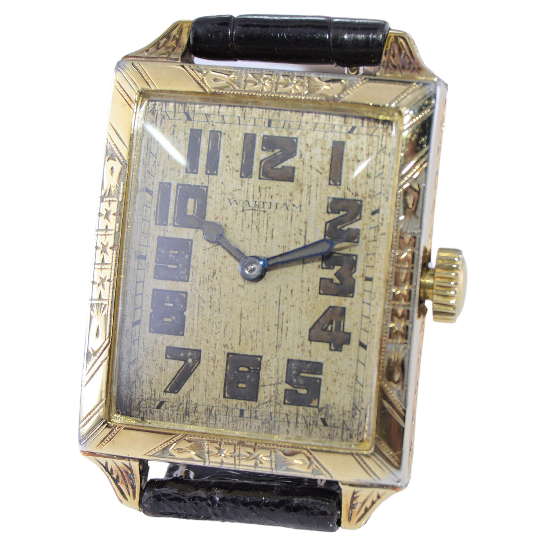 Waltham Gelbgold gefüllte Art-Déco-Armbanduhr von 1926 zum Navigate Your Day im Angebot 4