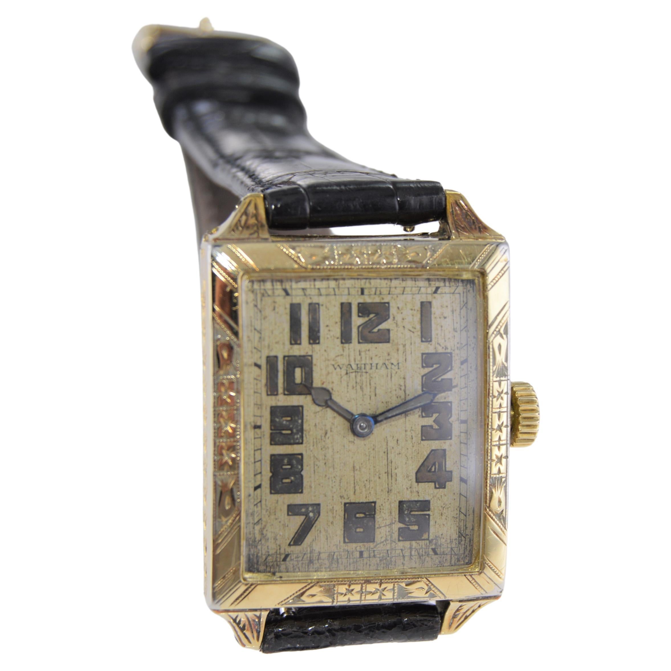 Waltham Gelbgold gefüllte Art-Déco-Armbanduhr von 1926 zum Navigate Your Day im Angebot 3