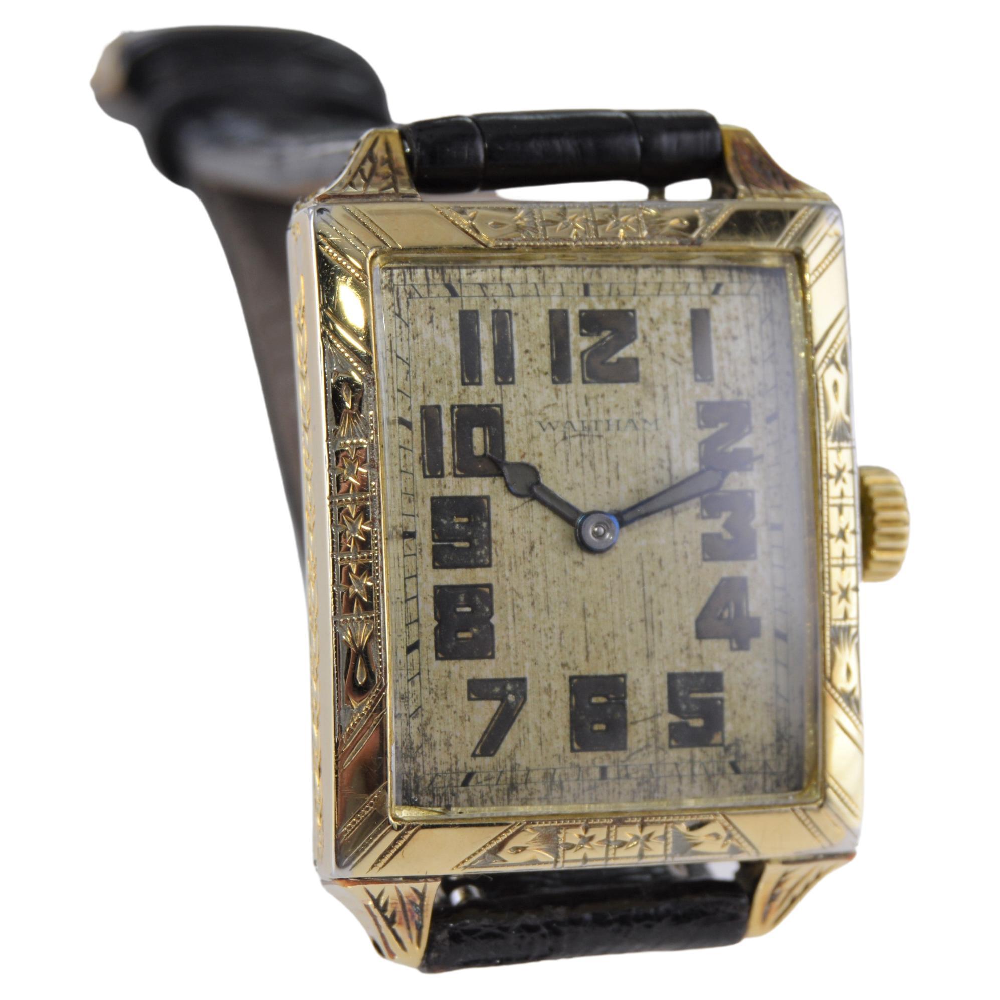 Waltham Gelbgold gefüllte Art-Déco-Armbanduhr von 1926 zum Navigate Your Day im Angebot 1