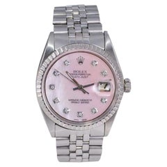 Rolex Datejust in acciaio con quadrante di diamanti in madreperla personalizzato, anni '70
