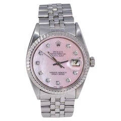 Retro Rolex Steel Datejust with Custom Made Mother of Pearl Diamond Dial, 1970's