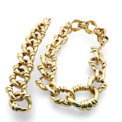Conjunto de collar y pulsera con cadena de oro amarillo de 18 quilates de David Webb Vintage, 318,1 gramos