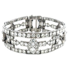 White Platinum Art-Deco Wide Bracelet with 18 Carat Circular Cut H-VS Diamonds
