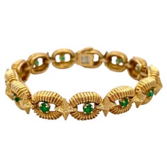 Tiffany & Co Vintage 18 Karat Yellow Gold Link Bracelet with 1.3 Carat Emeralds