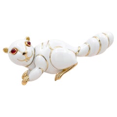 David Webb Vintage 18K Yellow Gold Squirrel Pin Brooch 60.1 Grams