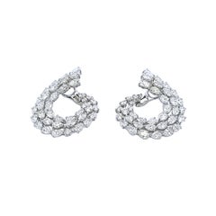 Platinum Cluster Earrings with 18.23 Carat Pear Shape I-VS Diamonds 40mmx30mm