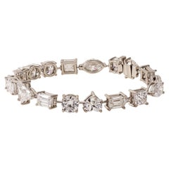 Tennisarmband aus 18-karätigem Weißgold mit Diamanten im gemischten Schliff (17,80 Karat), 6,5 Zoll, GIA