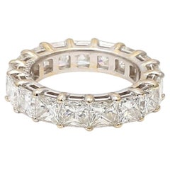 18K WG Eternity Band Ring with 7.92 Carat Princess Cut F-G VVS2 Diamonds Size 6
