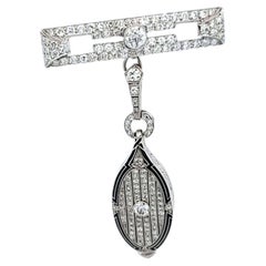 Tiffany & Co Platinum Lorgnette Pin Brooch with 3.71 Carat Round H VS1 Diamonds