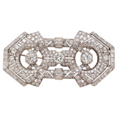Vintage Platinum Pin Brooch with 15 Carat Mixed Cut G SI Diamonds 28.2 Grams