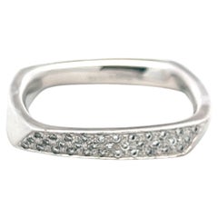 Tiffany & Co Frank Gehry 18K White Gold Band Ring with 0.22ct Diamonds Size 8.75
